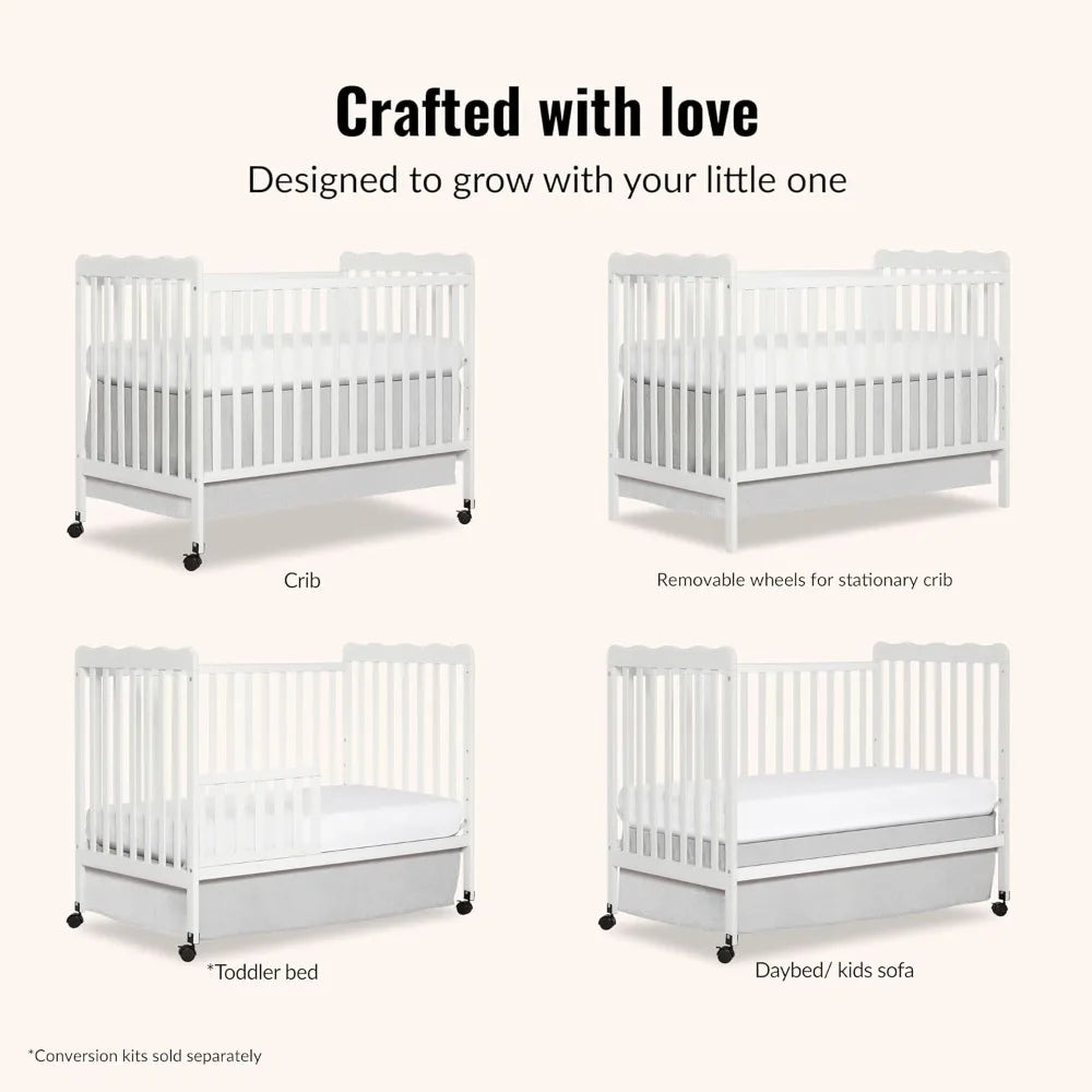 3-in-1 Convertible Baby Crib With 4 Height Adjustments Greenguard Gold
