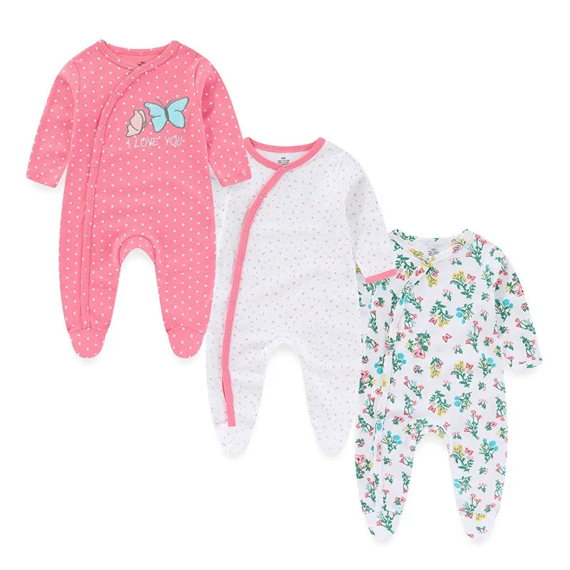 Cotton Baby Romper Footies Set 3 Pieces Unisex All Seasons