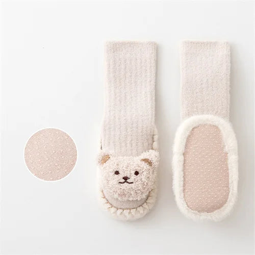 Lawadka CN Baby Socks Unisex Velvet Non Slip Cartoon Bear