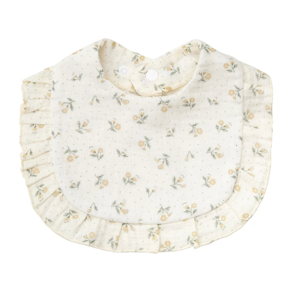 Flower Print Baby Bibs With Adjustable Snap Towel Burp Cloths