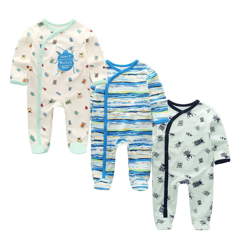 Cotton Baby Romper Footies Set 3 Pieces Unisex All Seasons