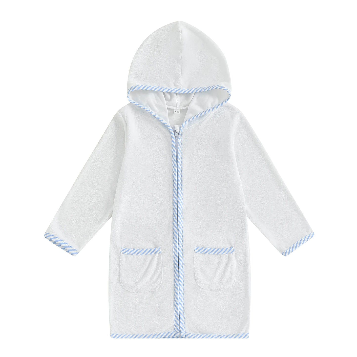 Kids Hooded Beach Towel Poncho With Zipper Swim Cover Up For Boys