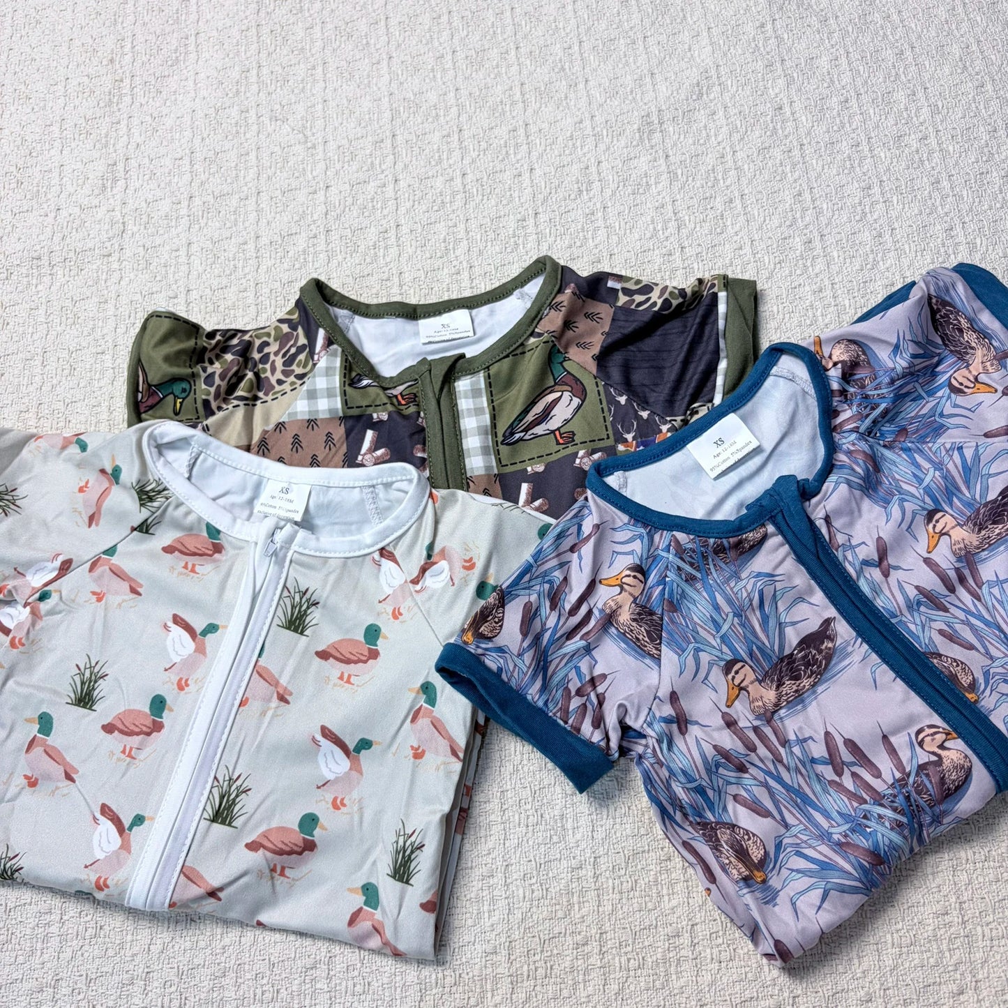 Baby Boy Summer Zipper Romper With Duck Design Casual Wear