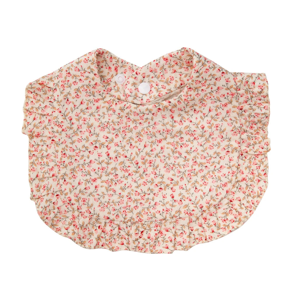 Flower Print Baby Bibs With Adjustable Snap Towel Burp Cloths