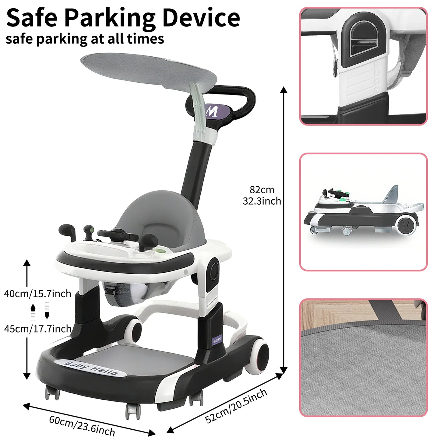 Multifunctional Baby Walker With Sunshade And Anti-Rollover Stroller