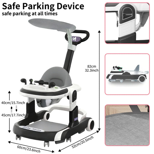 Multifunctional Baby Walker With Sunshade Anti-Rollover Adjustable Stroller
