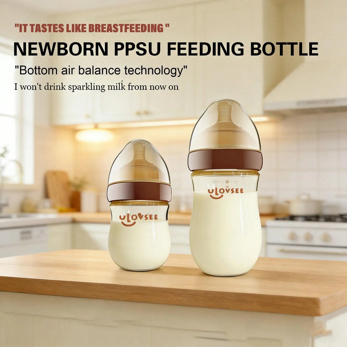 Baby Bottle Wide Neck With Air Balance Hole Valve Newborn Gift