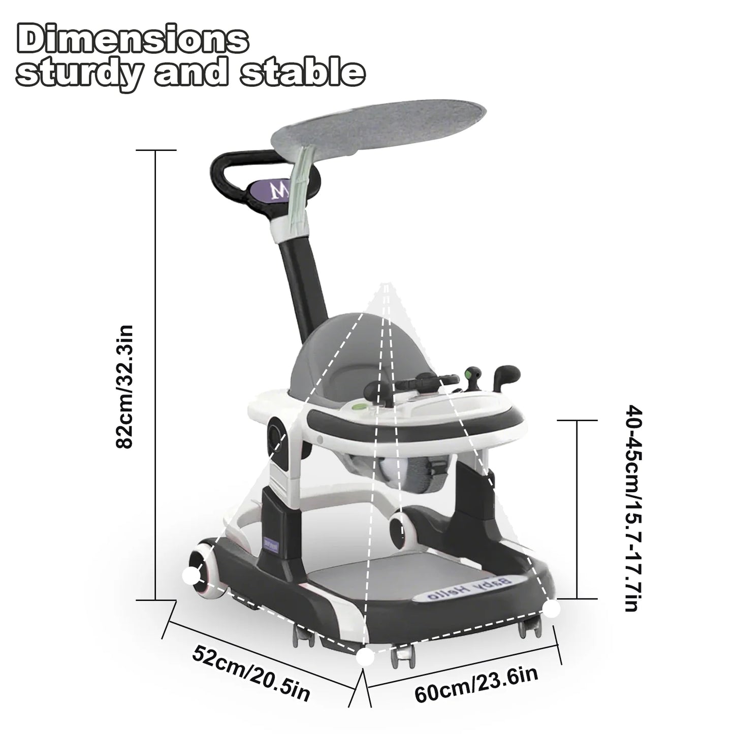 NONECN Multifunctional Baby Walker With Sunshade And Anti-Rollover Seat
