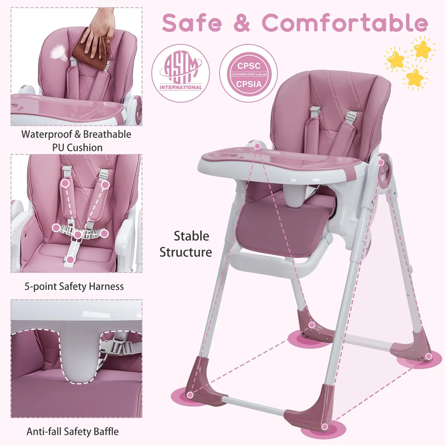 Baby High Chair Multifunctional Adjustable Foldable For Babies