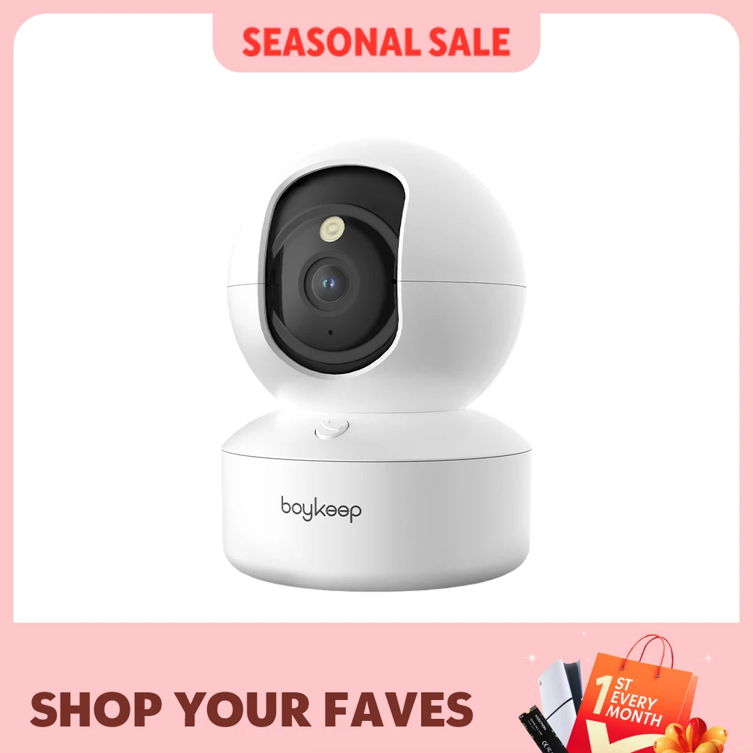 BoyKeep 2K WiFi Security Camera With 360 Pan Tilt Night Vision And Audio