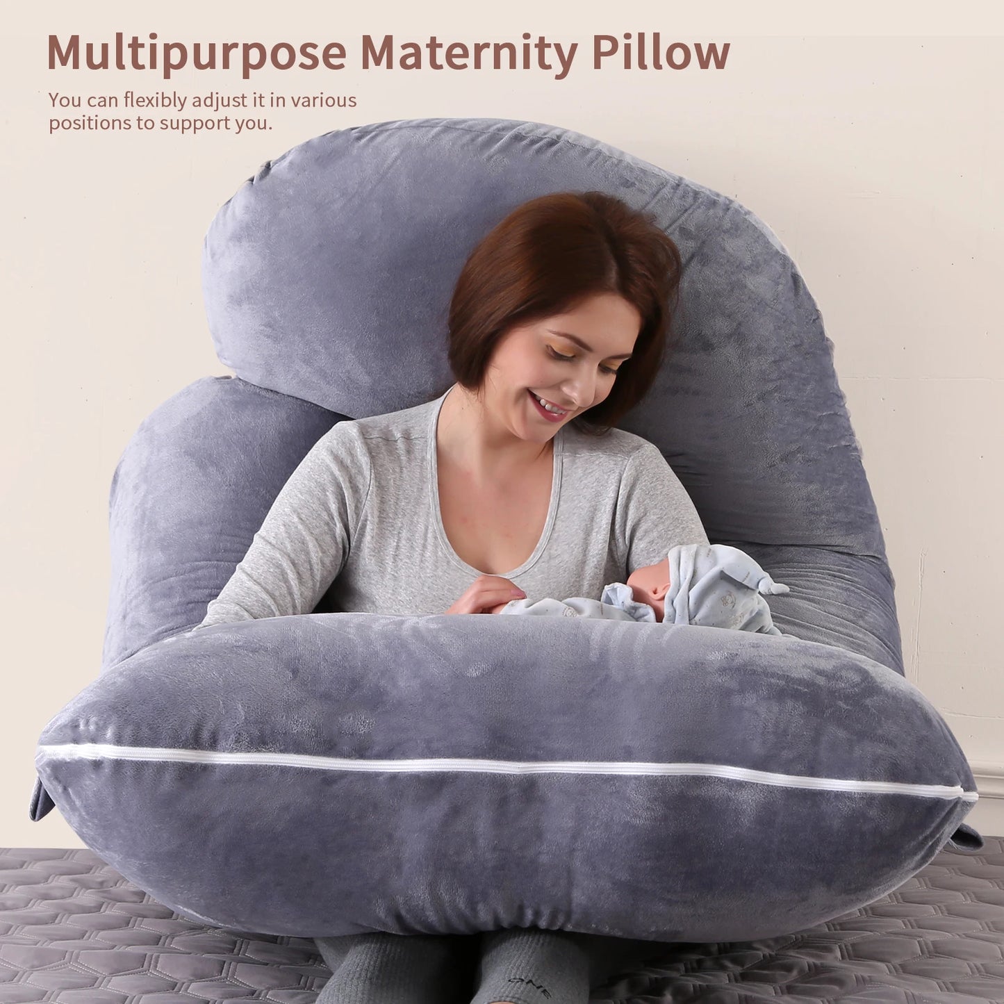 G Shaped Pregnancy Pillow With Removable Cover For Full Support