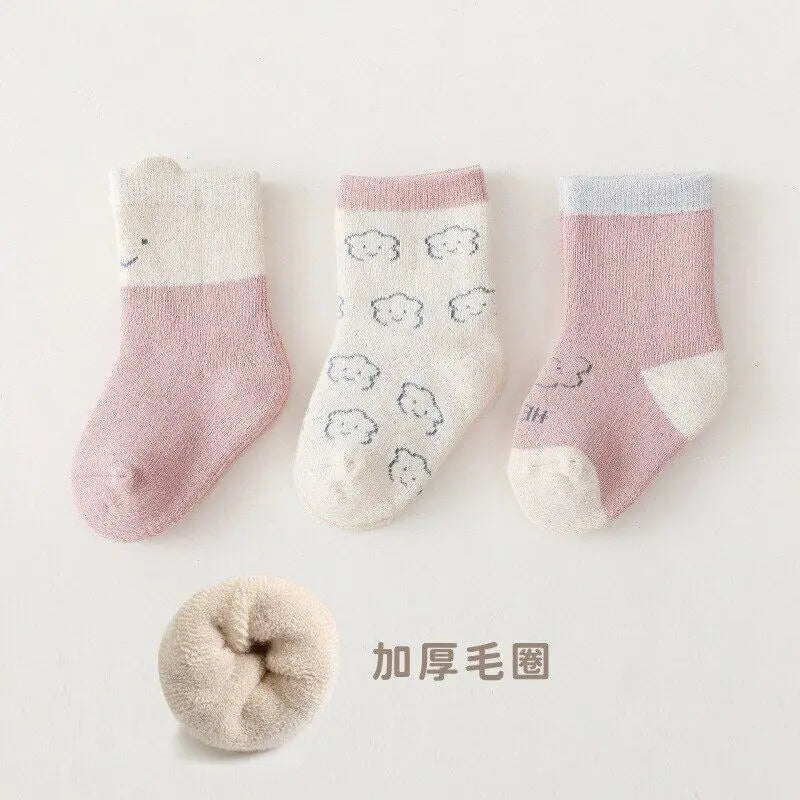 Baby Socks 3 Pack Thick Warm Cotton Polyester All Seasons Unisex