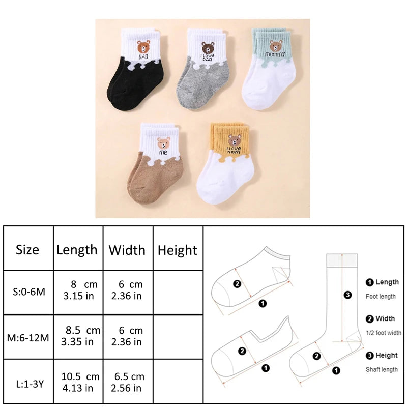 5 Pairs Baby Socks Low Cut Ankle Stretch Boys Girls