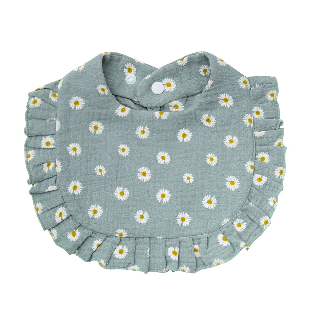 Flower Print Baby Bibs With Adjustable Snap Towel Burp Cloths