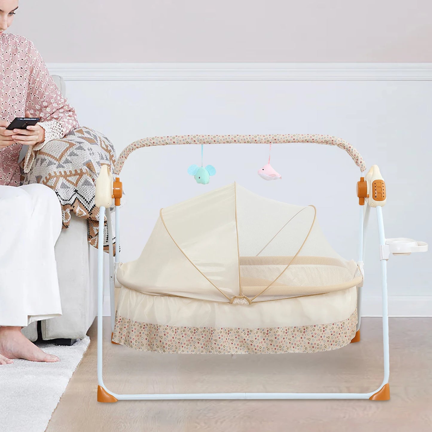 Electric Baby Cradle With Music Mosquito Net And Swing