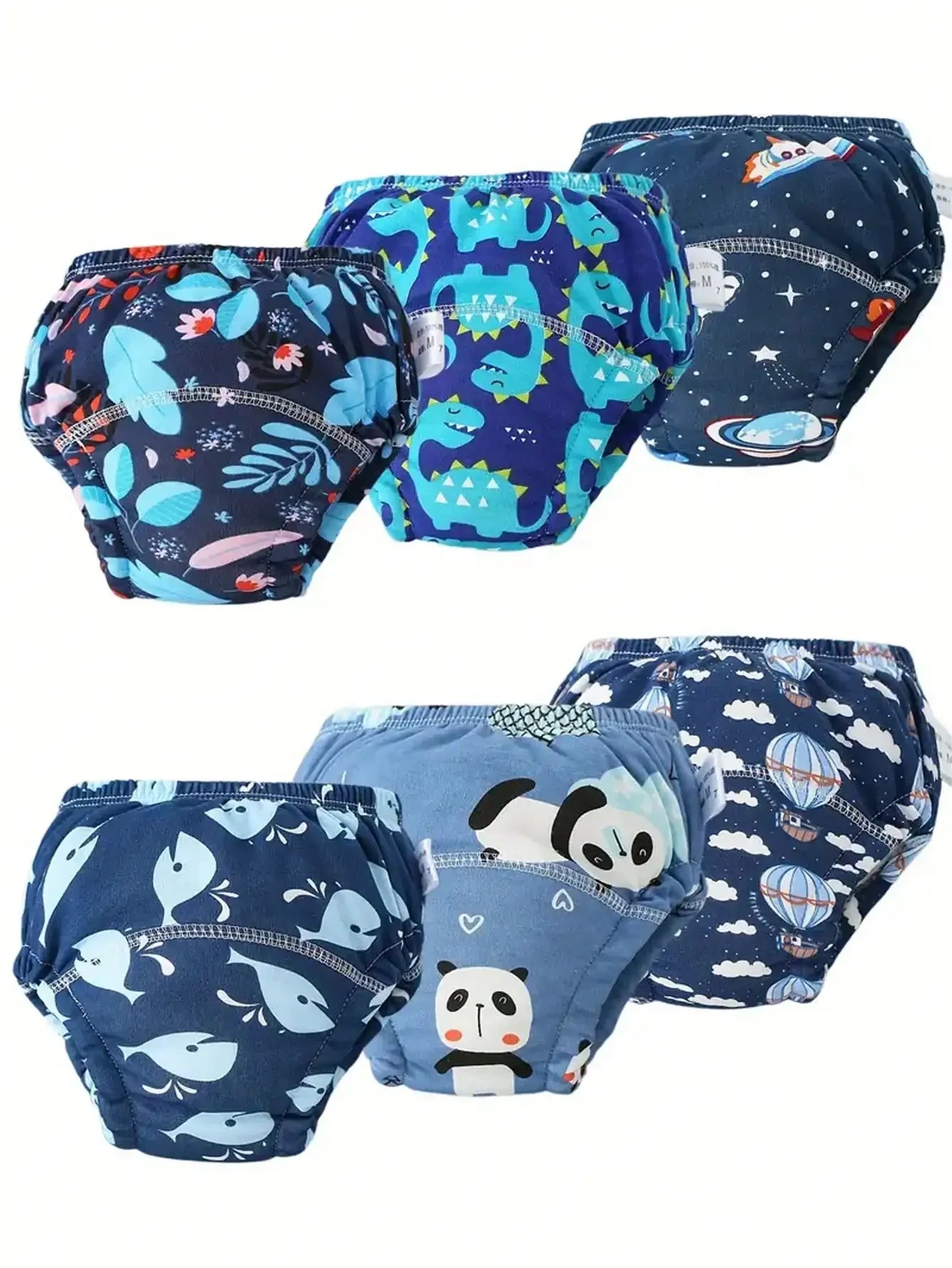 Six Pcs Baby Training Pants Reusable Cloth Diapers Breathable Diaper Covers