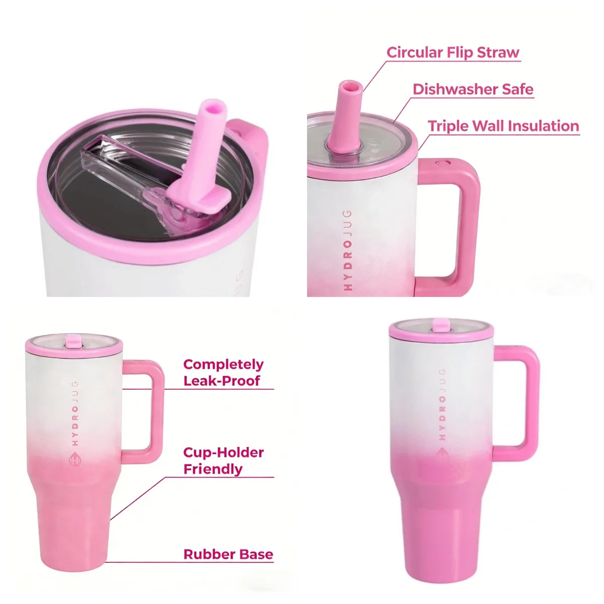 Traveler Water Bottle With Handle Flip Straw Insulated Stainless Steel