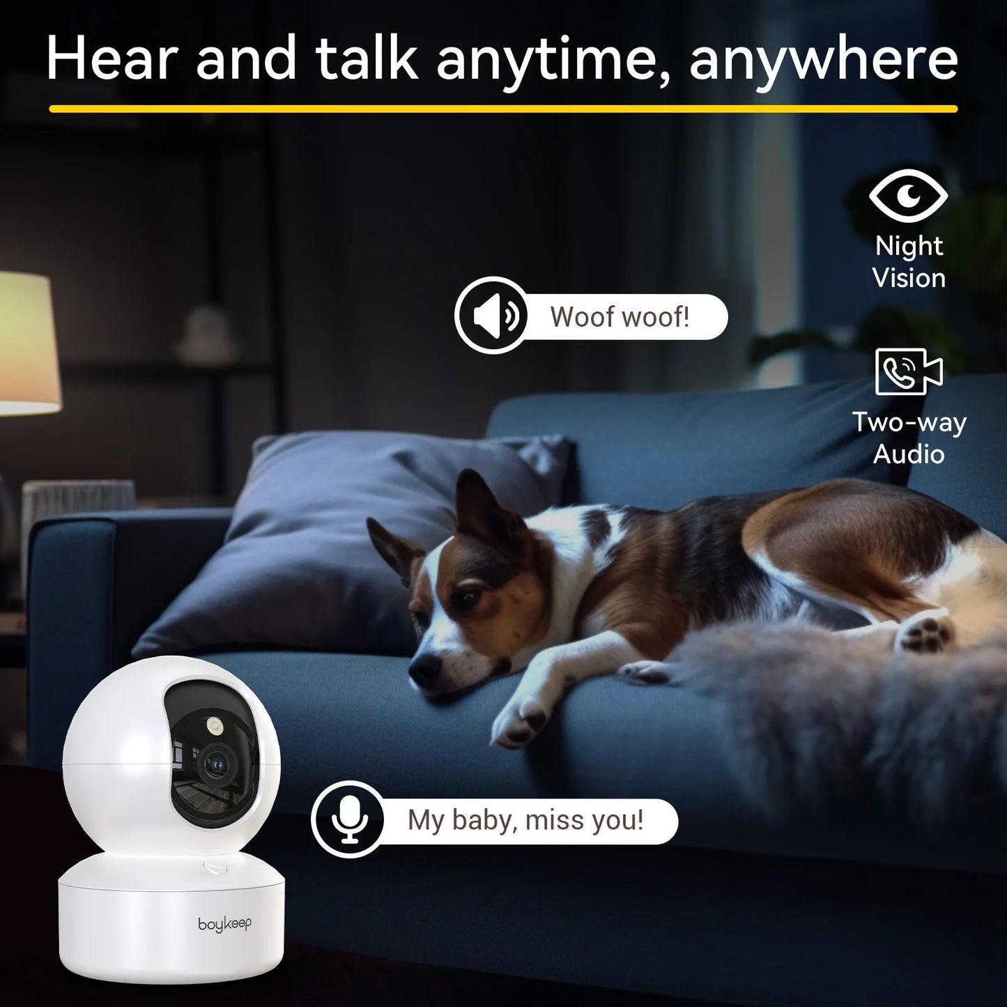 BoyKeep 2K WiFi Security Camera With 360 Pan Tilt Night Vision And Audio