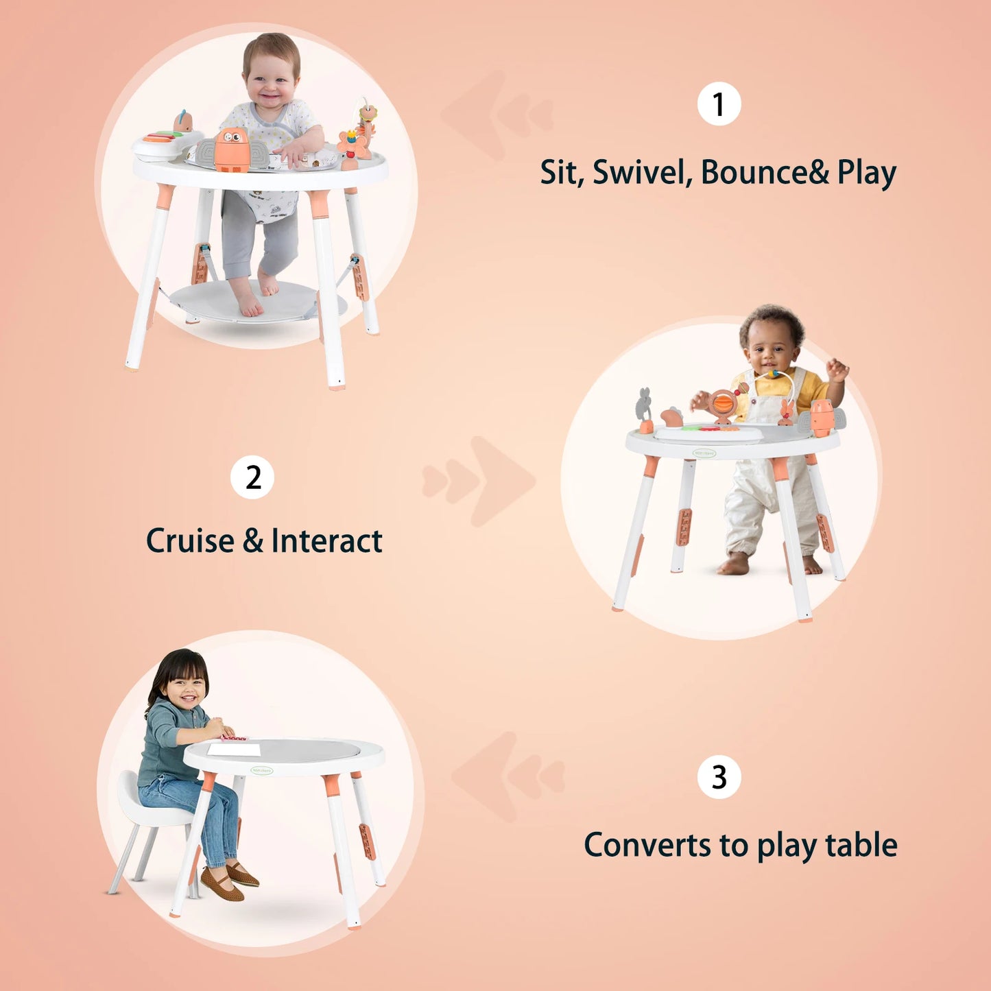 Baby Play Center 3-In-1 Activity Center With Removable Toys