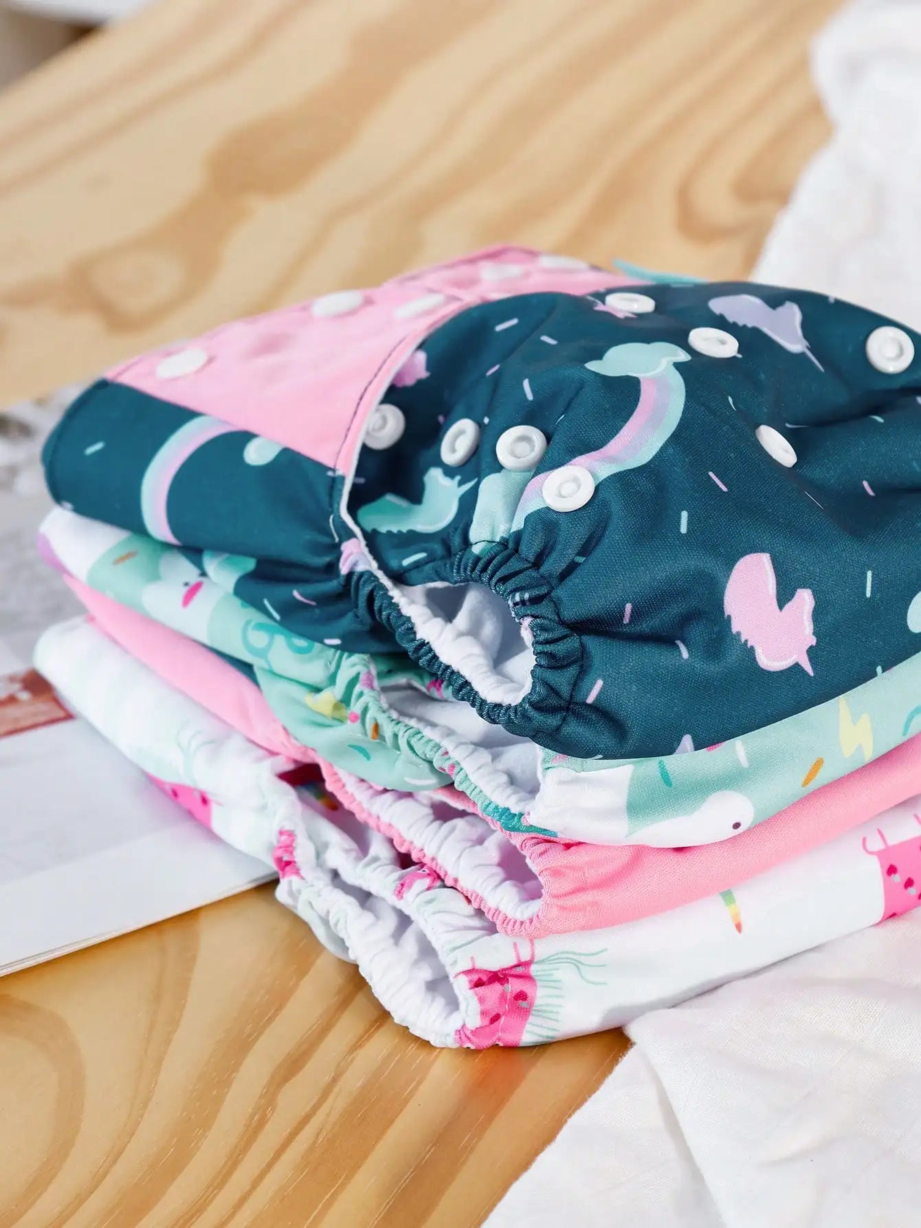 4 Pack Reusable Cloth Diapers With Quick-Dry Fleece Lining Pocket Covers