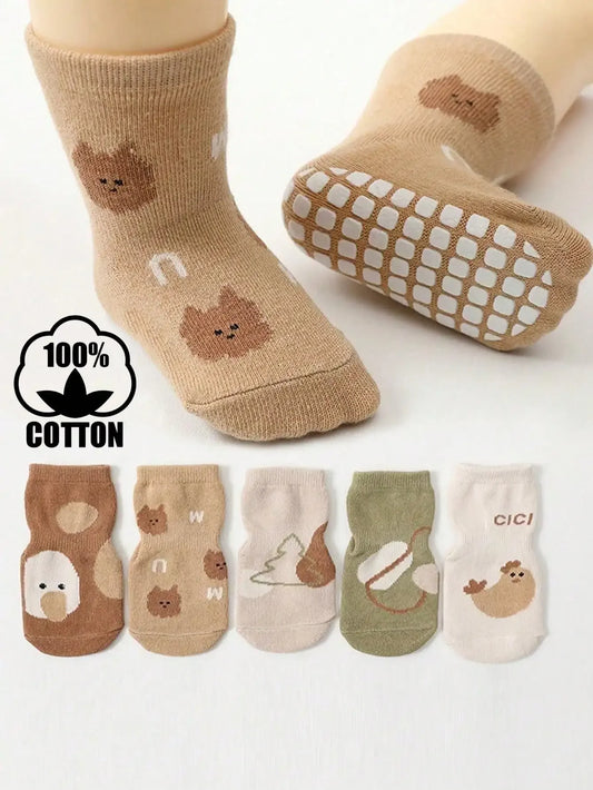 Cotton Newborn Baby Anti Slip Floor Socks With Silicone Grips