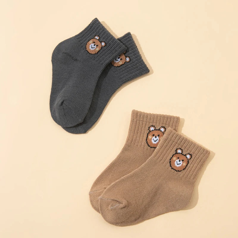 Cute Little Bear Socks Set For Babies Unisex All Seasons