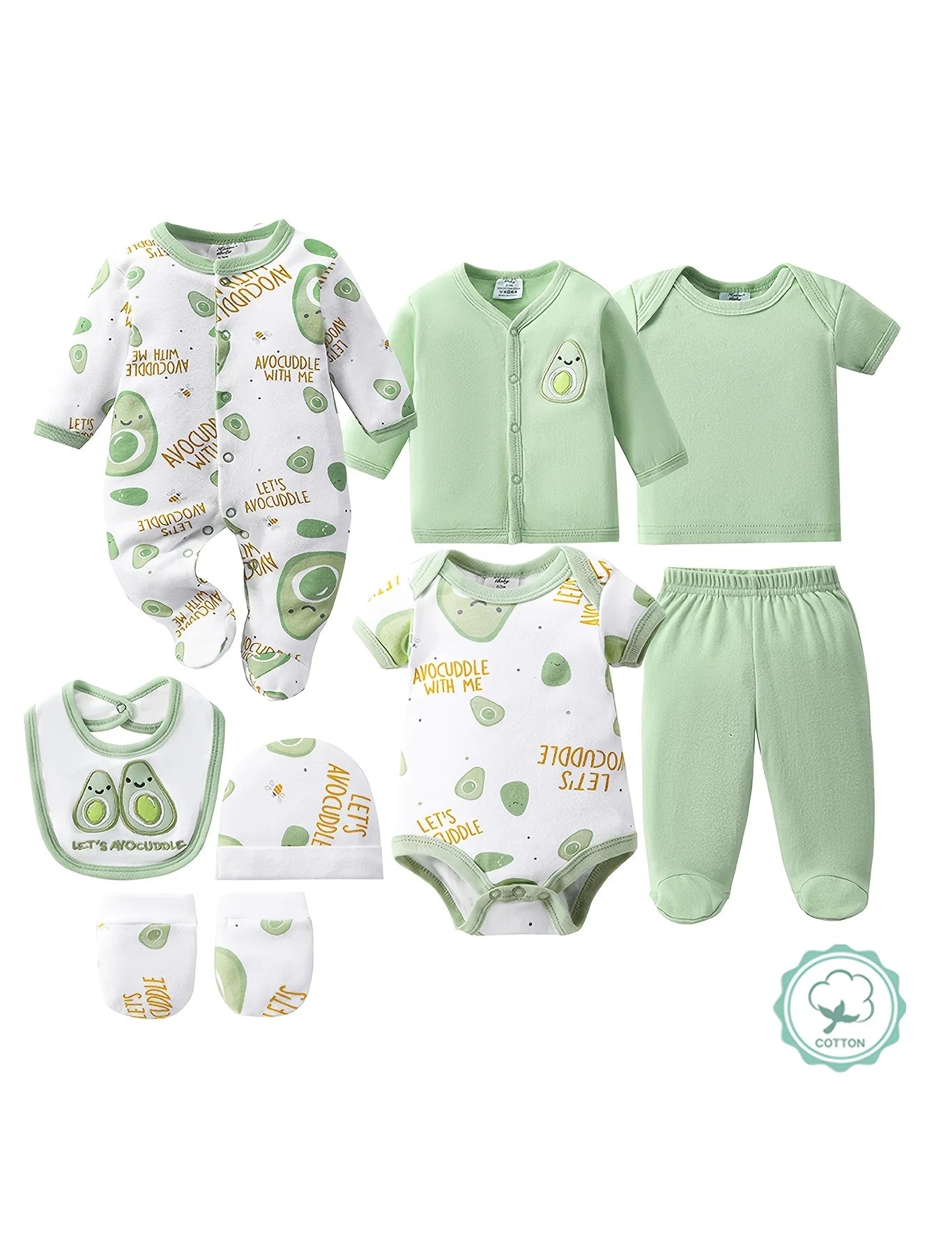 Newborn Cotton Infant Essentials Set Unisex Bodysuits Rompers Hat
