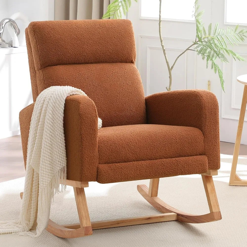 DAFIFY Teddy Rocker Glider Rocking Chair For Nursery High Back