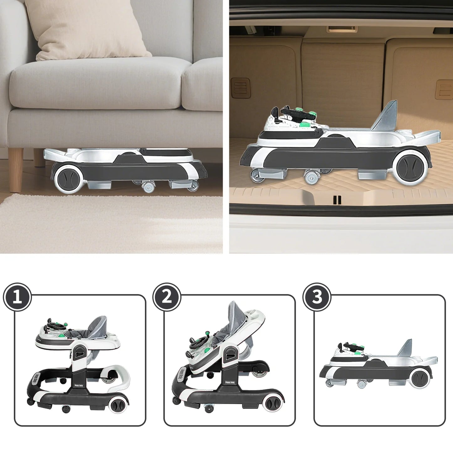 Multifunctional Baby Walker With Sunshade And Anti-Rollover Stroller