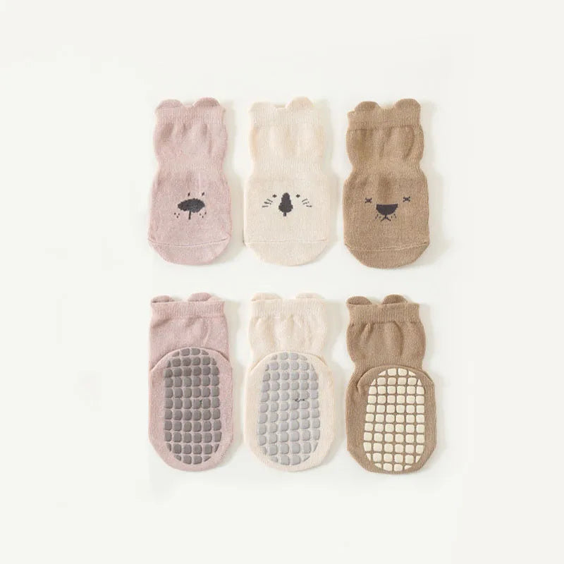 Baby Non Slip Socks Cartoon Animals Pattern Breathable Kids Indoor Socks