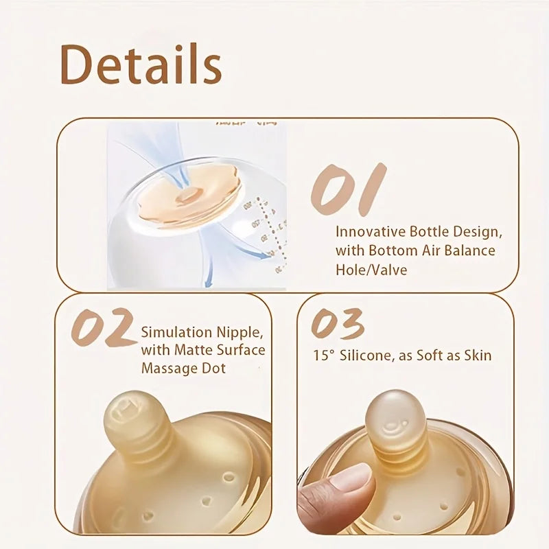 Baby Bottle Wide Neck With Air Balance Hole Valve Newborn Gift