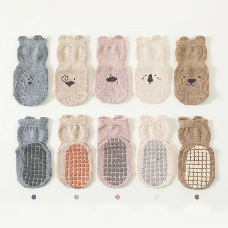 Baby Non Slip Socks Cartoon Animals Pattern Breathable Kids Indoor Socks