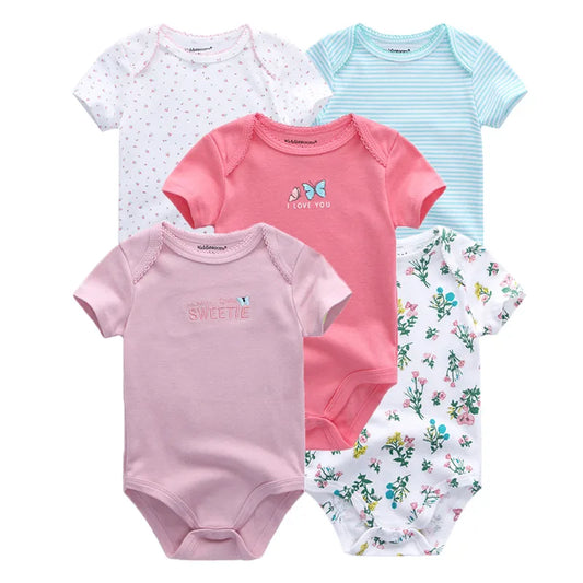 Kiddiezoom Summer 5 Piece Cartoon Bodysuits Set for Infants