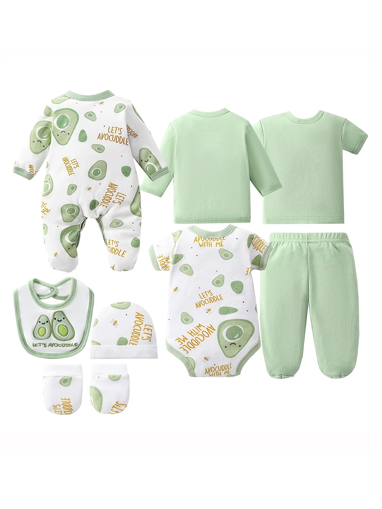Newborn Cotton Infant Essentials Set Unisex Bodysuits Rompers Hat