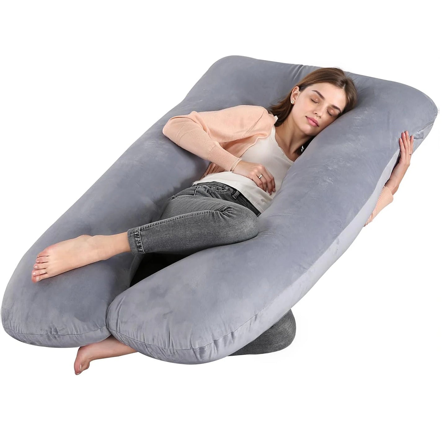 G Shaped Pregnancy Pillow With Removable Cover For Full Support