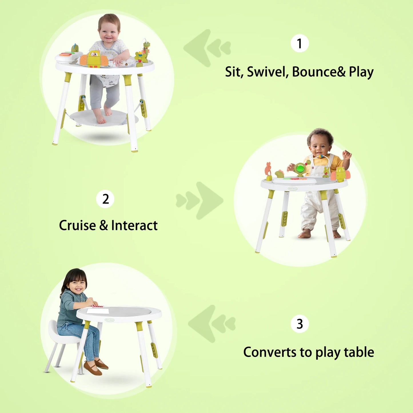 Multi Functional 3 In 1 Adjustable Height Baby Play Center With Removable Toys