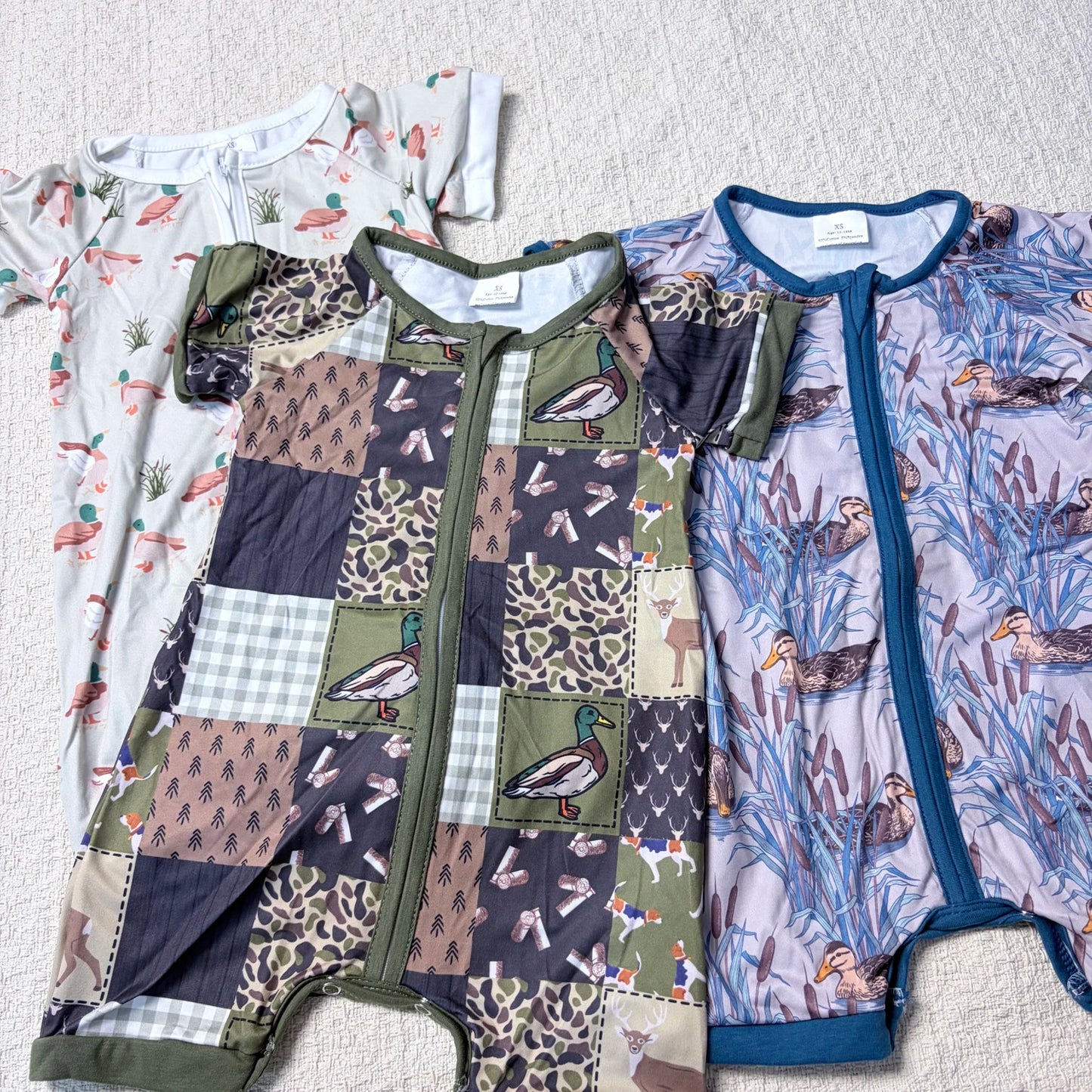 Baby Boy Summer Zipper Romper With Duck Design Casual Wear