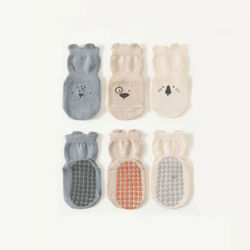 Baby Non Slip Socks Cartoon Animals Pattern Breathable Kids Indoor Socks