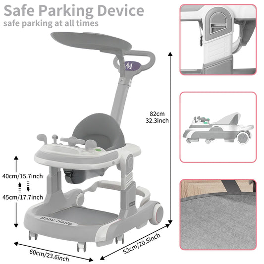 NONECN Multifunctional Baby Walker With Sunshade And Anti-Rollover Seat