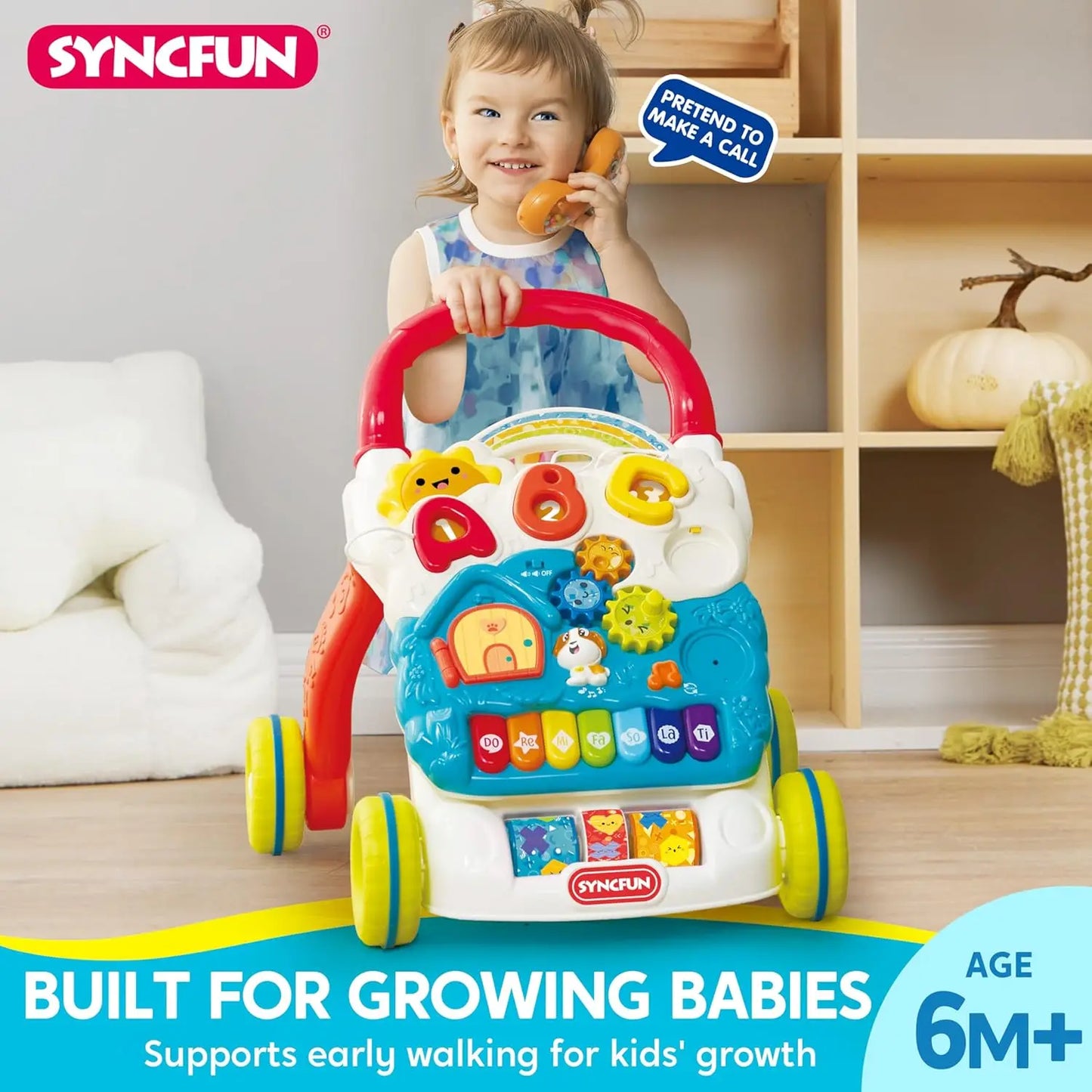 Joyfy 2 In 1 Sit To Stand Baby Learning Walker Push Walker