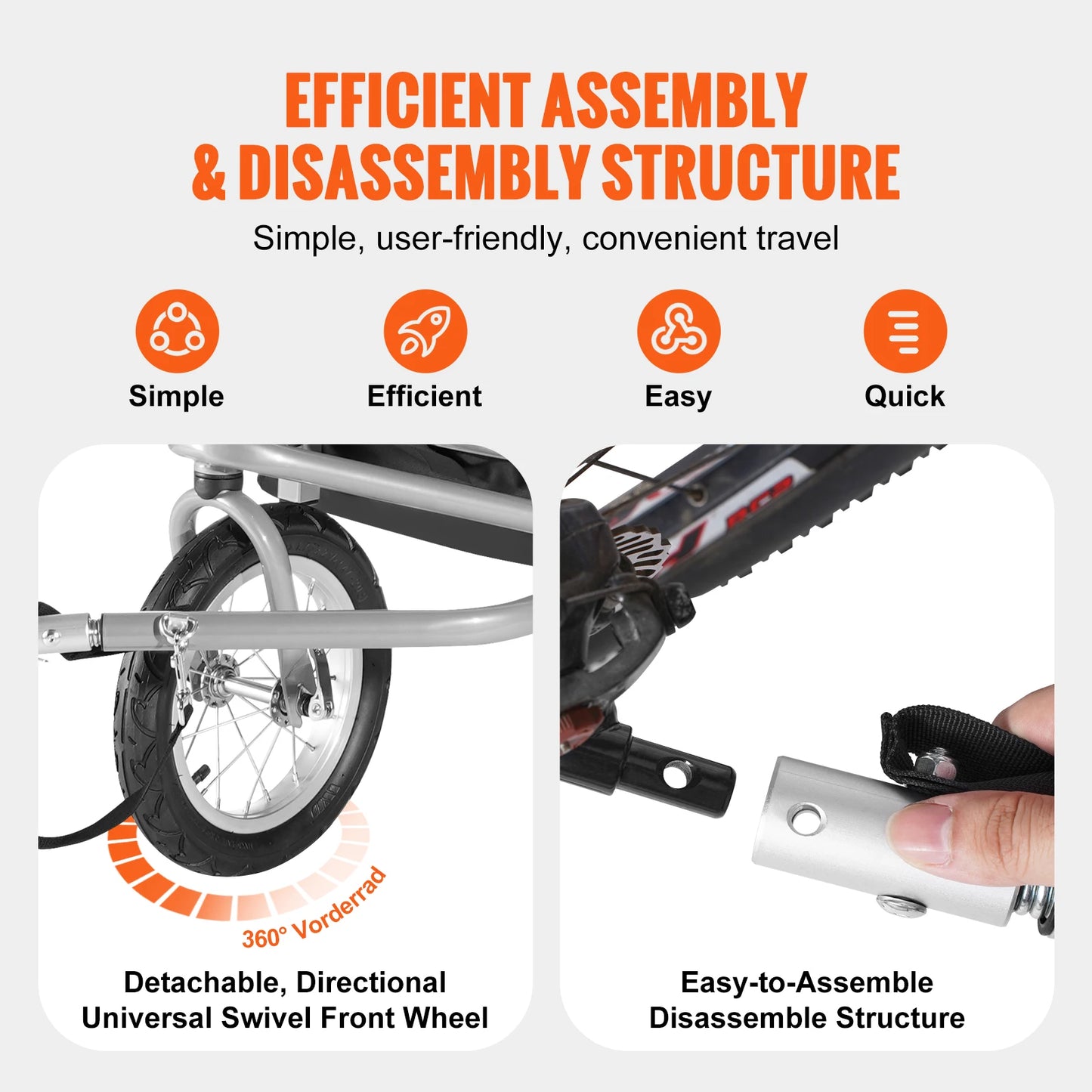 SucceBuy Dual Seat Child Bike Trailer Converts To Stroller