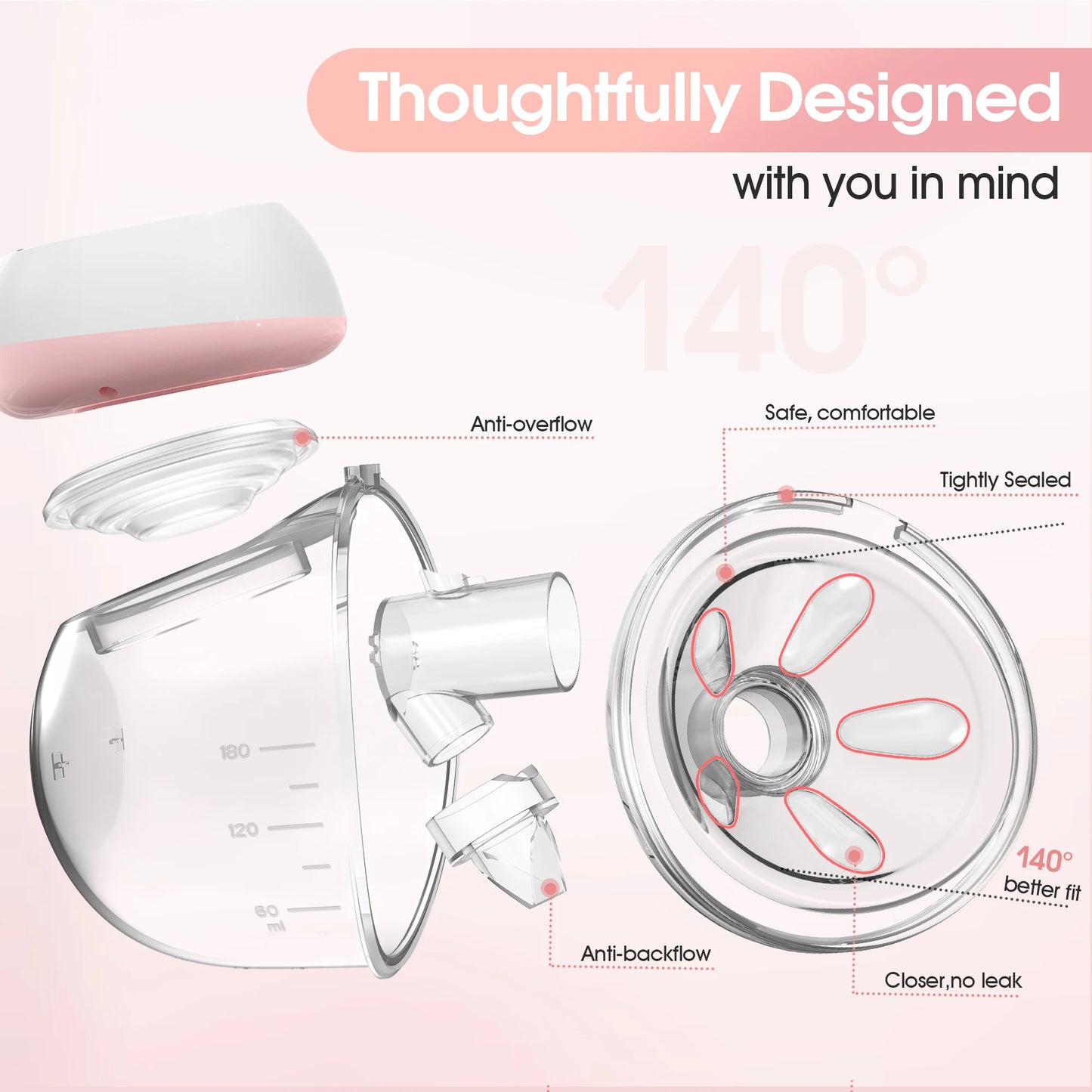 Electric Wearable Breast Pump USB Chargeable Silent Milk Extractor