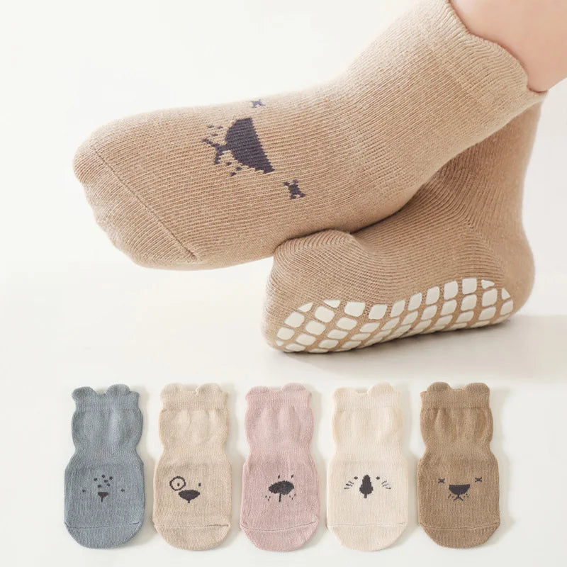 Baby Non Slip Socks Cartoon Animals Pattern Breathable Kids Indoor Socks