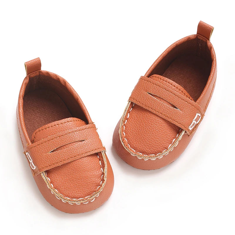Samita Leather Infant Crib Shoes For Baby Boys Antislip Moccasins