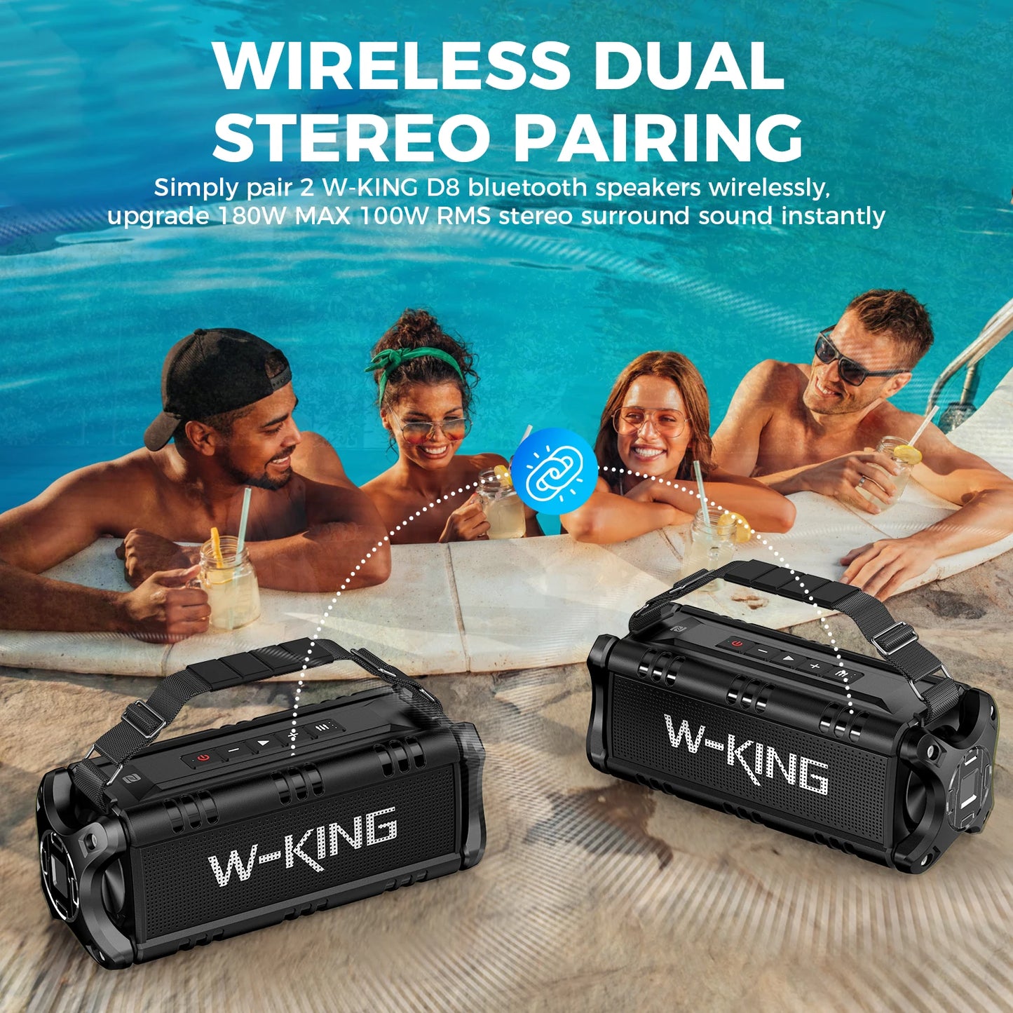 W-King 90W Peak Bluetooth Speaker IPX6 Waterproof Outdoor Portable