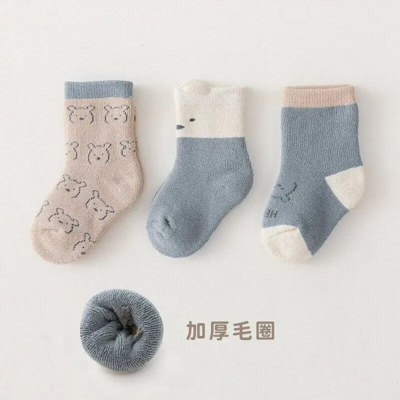 Baby Socks 3 Pack Thick Warm Cotton Polyester All Seasons Unisex