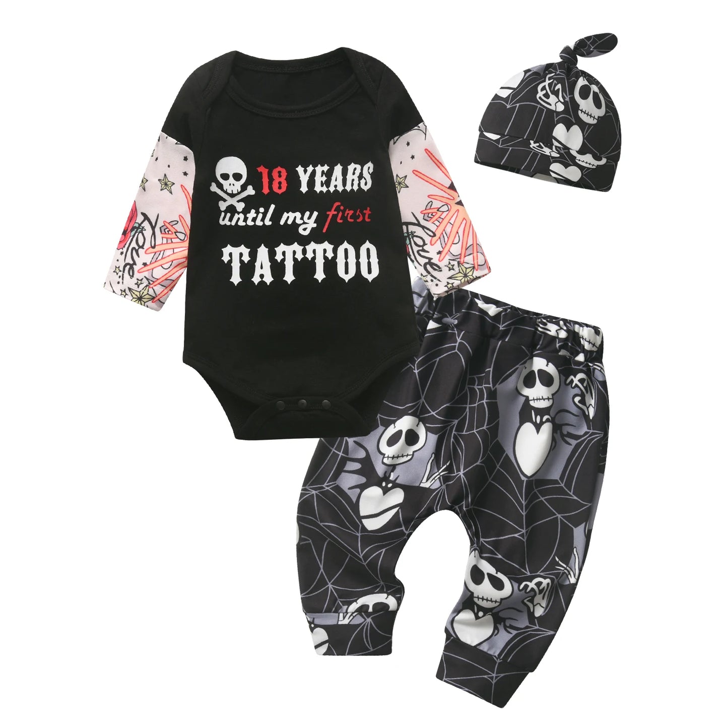Newborn Boy Cotton Clothes Set Letter Print Romper Pant Hat