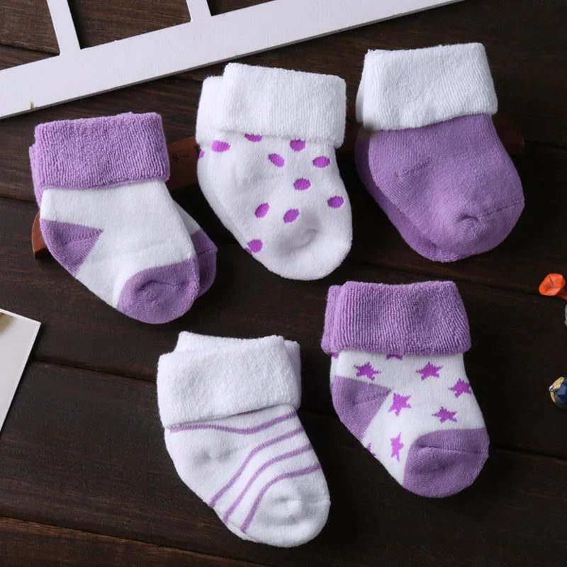 Unisex NonSkid Baby Socks 0-12 Months Cotton 5 Pairs