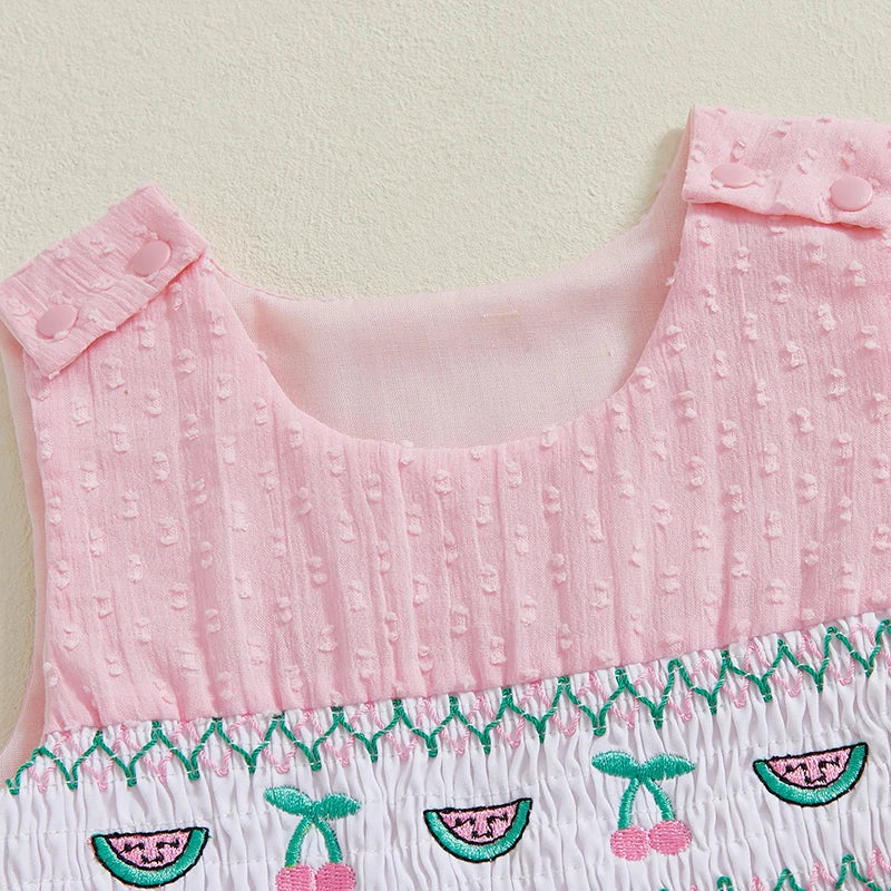 Floral Print Infant Sleeveless Romper With Ruffle And Bow