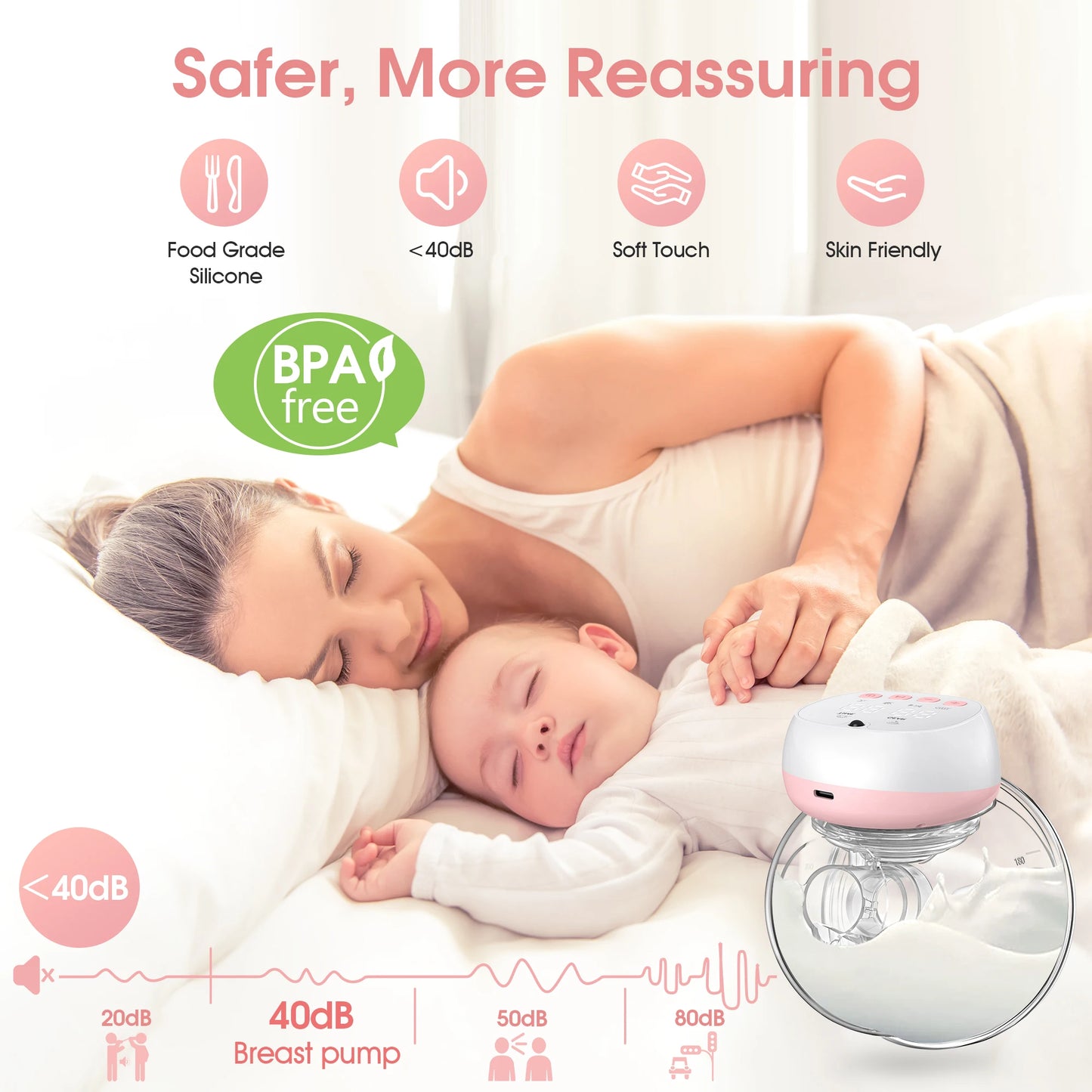 Electric Wearable Breast Pump USB Chargeable Silent Milk Extractor